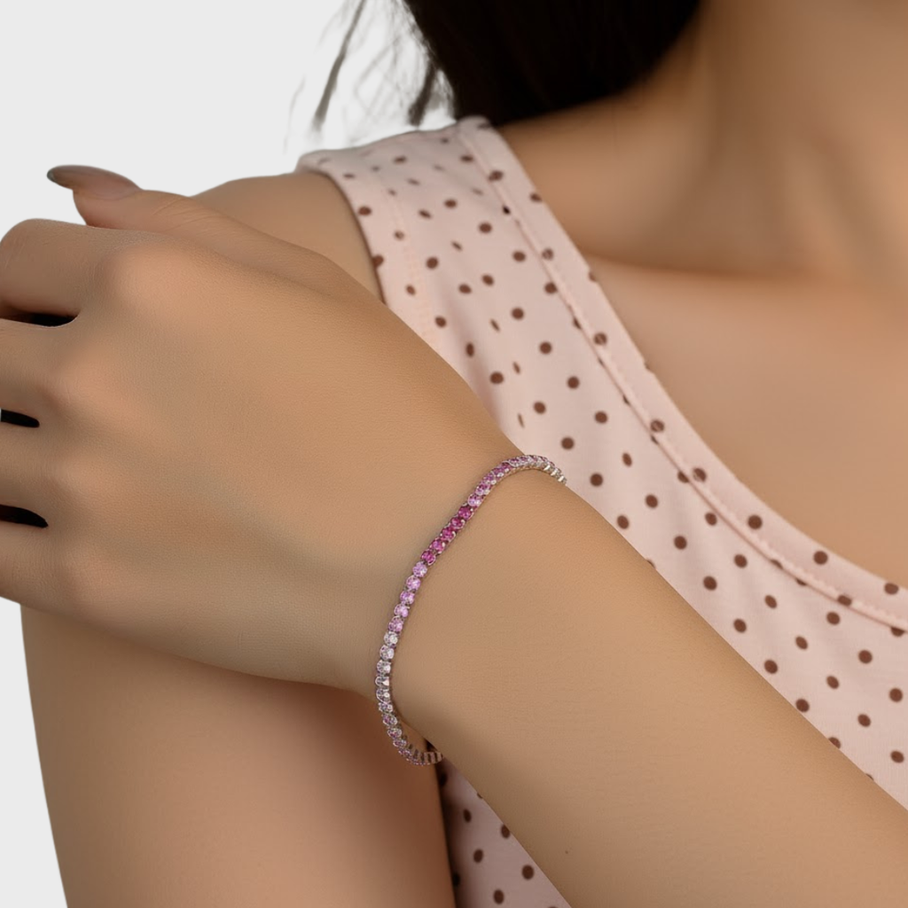 Pink Tricolor Tennis Bracelet