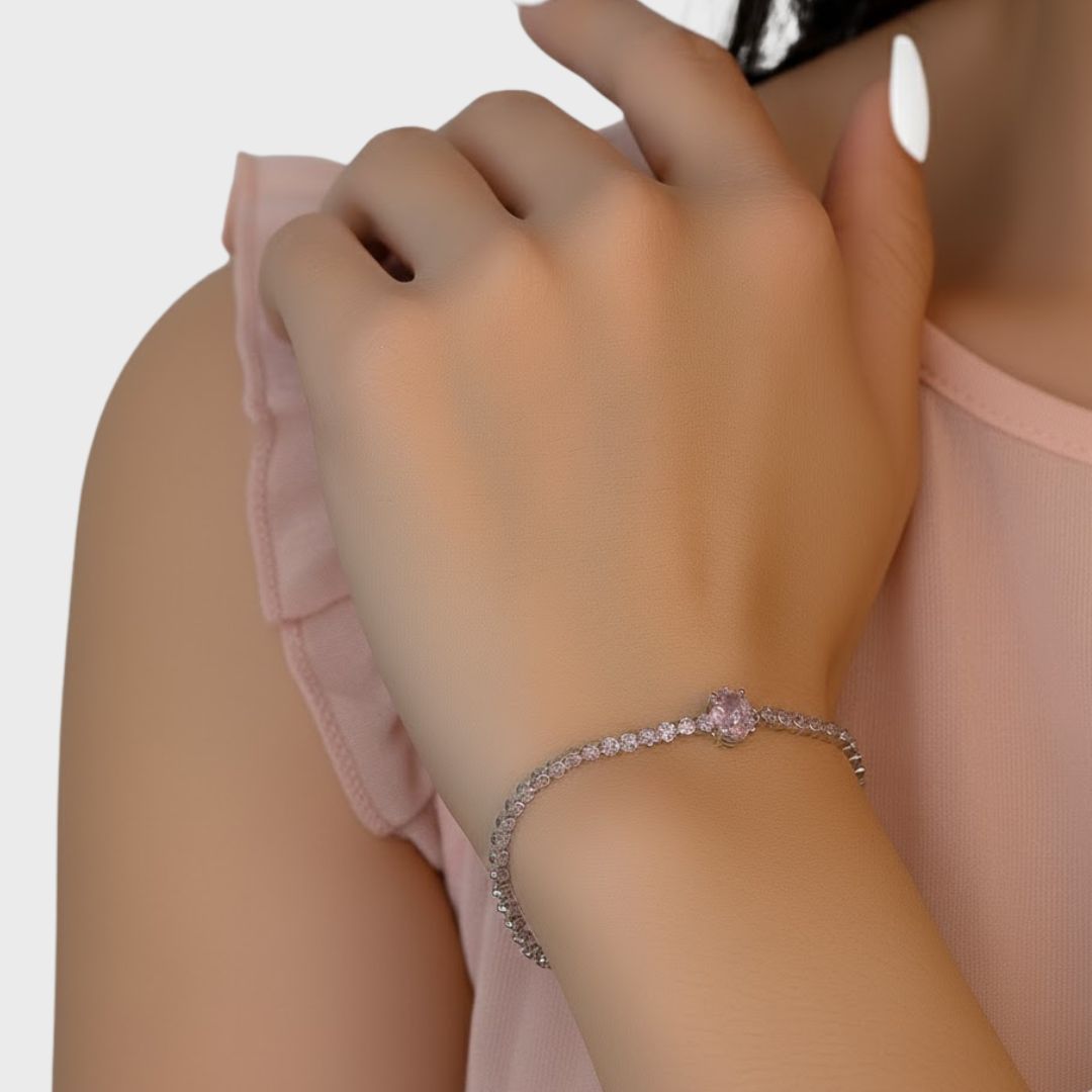 Pink Ovale Tennis Bracelet