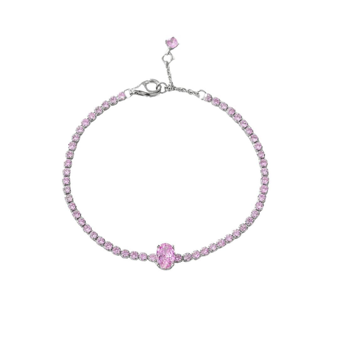Pink Ovale Tennis Bracelet